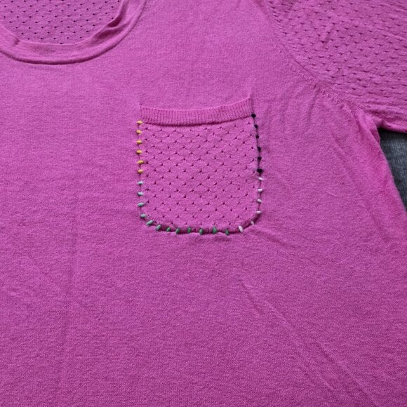 Zaket & Plover Sweater Women S Pink Silk Cotton LS Lightweight Boho Preppy Twee - Picture 11 of 13